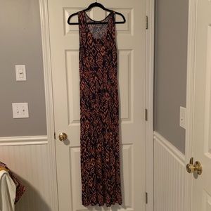 Navy and coral maxi dress